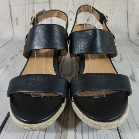 Vionic Vero Black Wedge Heel Sling Back Sandals - Wide Width - Picture 4 of 12